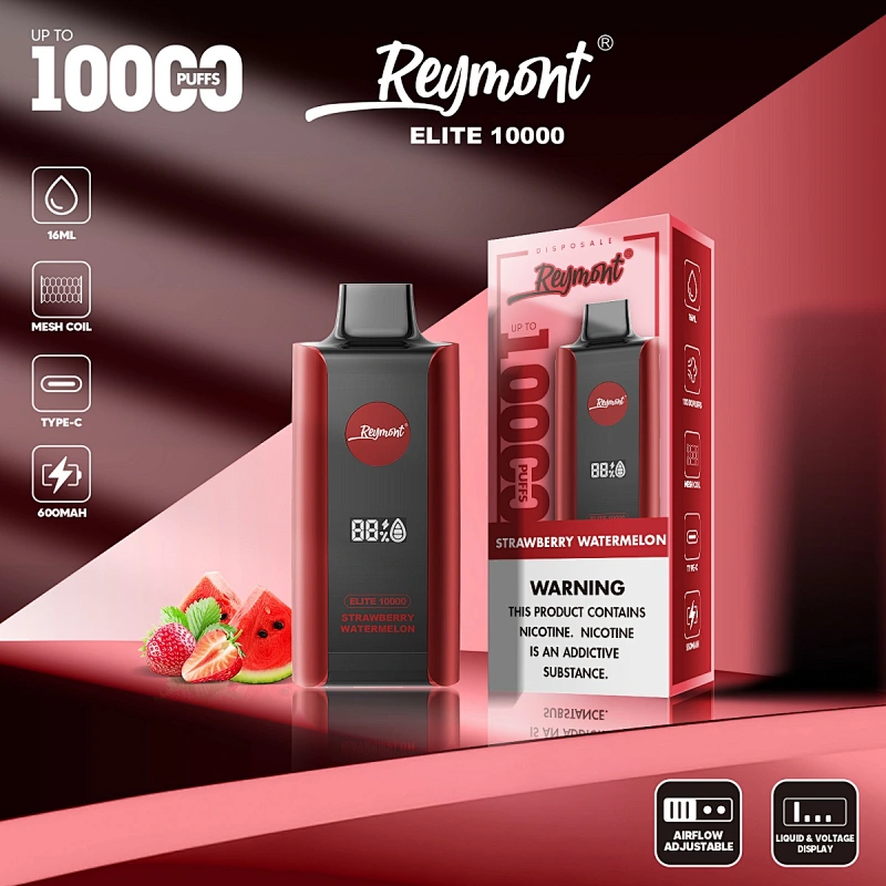 Reymont Elite 10000 Puffs Liquid and Voltage Display Dual Mesh Coil Luxury Elegant Design Airflow Control Type C Charger Port Electronic Cigarette Disposable Vape Pen